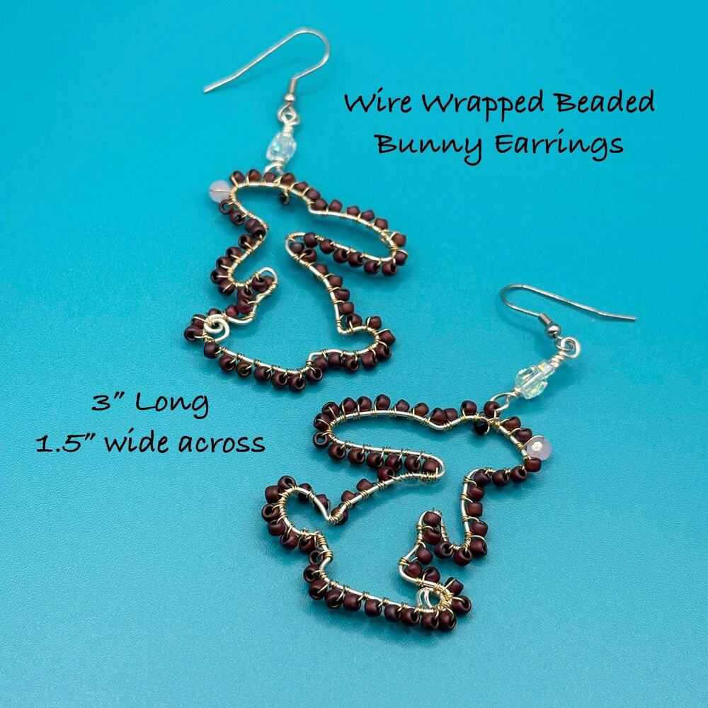 Wire Wrapped Rabbit Earrings - Picture 7 of 7